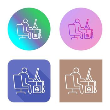 icono de vector de trabajador de computadora
