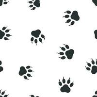 Paw print icon seamless pattern background. Business flat vector illustration. Dog, cat, bear paw sign symbol pattern.