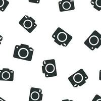 Camera icon seamless pattern background. Business flat vector illustration. Photography sign symbol pattern.