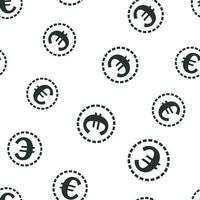 Euro coins money seamless pattern background icon. Business flat vector illustration. Coin sign symbol pattern.