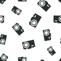 Camera icon seamless pattern background. Business flat vector illustration. Photography sign symbol pattern.