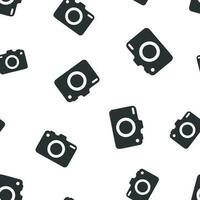 Camera icon seamless pattern background. Business flat vector illustration. Photography sign symbol pattern.