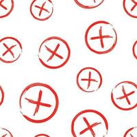 Check marks cross, no, wrong  seamless pattern background. Business concept vector illustration. No checkmark symbol pattern.