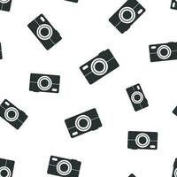 Camera icon seamless pattern background. Business flat vector illustration. Photography sign symbol pattern.