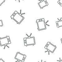 Tv icon in line style seamless pattern background. Business flat vector illustration. Television sign symbol pattern.