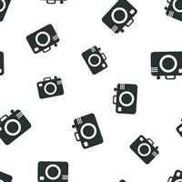 Camera icon seamless pattern background. Business flat vector illustration. Photography sign symbol pattern.