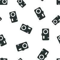 Camera icon seamless pattern background. Business flat vector illustration. Photography sign symbol pattern.