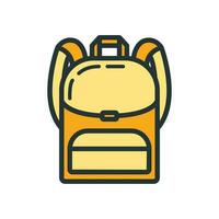 Backpack icon educational institution process, back to school color outline flat vector illustration, isolated on white. Concept supplies symbol.