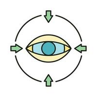 Concept eye online database computer technology icon, remote data storage, protect information outline flat vector illustration, isolated on white.