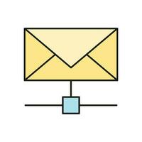 correo electrónico nube global Internet icono, remoto enviar web mensaje computadora tecnología, datos contorno plano vector ilustración, aislado en blanco.