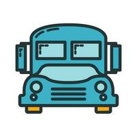 School bus icon, educational institution process, back to school outline flat vector illustration, isolated on white. Concept supplies symbol.