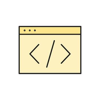 Programming concept online database computer technology icon, remote data storage, protect info outline flat vector illustration, isolated on white.