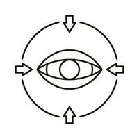 concepto ojo en línea base de datos computadora tecnología icono, remoto datos almacenamiento, proteger información contorno plano vector ilustración, aislado en blanco.