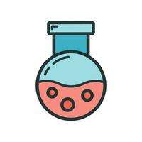 Scientific laboratory flask icon, educational institution process, back to school color outline flat vector illustration, isolated on white.