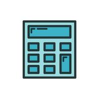 Calculator icon, educational institution process school, color outline flat vector illustration, isolated on white. Office supplies symbol.