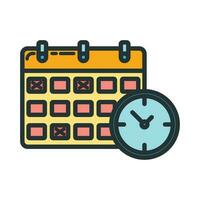 Calendar deadline time icon, educational institution process, back to school outline flat vector illustration, isolated on white.