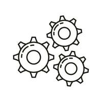 Setting gear online database computer technology icon, remote data storage, protect information outline flat vector illustration, isolated on white.