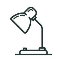 Table desk lamp icon, educational institution process school, outline flat vector illustration, isolated on white, office supplies symbol.