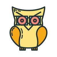 Smart knowledge owl icon, educational institution process, back to school outline flat vector illustration, isolated on white.