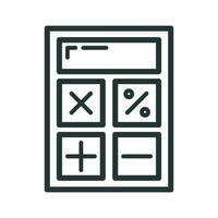 Calculator icon, educational institution process school, outline flat vector illustration, isolated on white. Office supplies symbol.