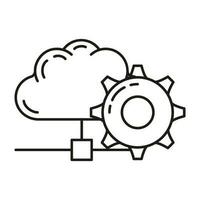 Data exchange cloud icon, protect remote info storage, database computer technology information outline flat vector illustration, isolated on white.