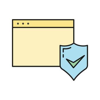 Programming concept online database computer technology icon, remote data storage, protect info outline flat vector illustration, isolated on white.