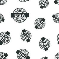 Made in USA stamp seamless pattern background. Business flat vector illustration. Manufactured in USA symbol pattern.