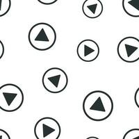 Play button seamless pattern. Business concept start pictogram. Vector illustration on white background.