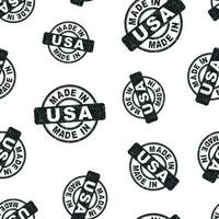 Made in USA stamp seamless pattern background. Business flat vector illustration. Manufactured in USA symbol pattern.