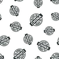 Made in China stamp seamless pattern background. Business flat vector illustration. Manufactured in China symbol pattern.