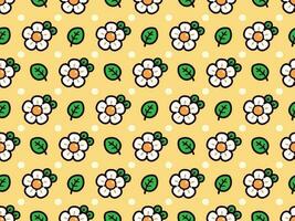 Cute chrysanthemum flower on yellow background,  Vector seamless texture. Pattern background