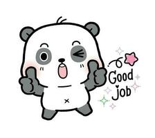 Cute Little Panda Thumbs Up and Winking eye. Good job. flat cartoon style. vector