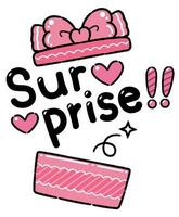 Cute word 'Surprise' Cartoon style, Vector illustration.