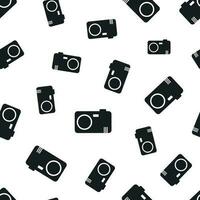 Camera seamless pattern background. Business flat vector illustration. Photocamera symbol pattern.