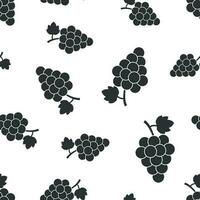 Grape fruit with leaf seamless pattern background. Business concept vector illustration. Bunch of wine grapevine symbol pattern.