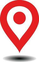Red map pin icon on white background. Vector illustration. Location pin icon on simple maps or GPS in flat vector format. Eps 10