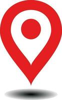 Red map pin icon on white background. Vector illustration. Location pin icon on simple maps or GPS in flat vector format. Eps 10