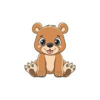 Cute little bear sitting on white background vector