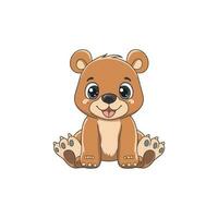 Cute little bear sitting on white background vector