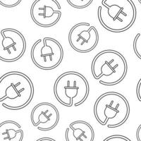 Power wire cable seamless pattern background. Business flat vector illustration. Plug cable sign symbol pattern.