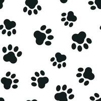 Animal paw print seamless pattern background. Business flat vector illustration. Dog or cat pawprint sign symbol pattern.