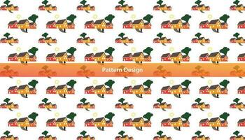 Seamless pattern design with house template Pro Vector .