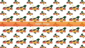 Seamless pattern design with house template Pro Vector .