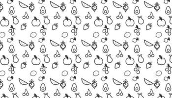 Fruit vegetables pattern design set Pro Vector .