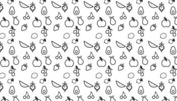 Fruit vegetables pattern design set Pro Vector .