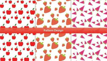 Fruits seamless pattern design set Pro Vector .