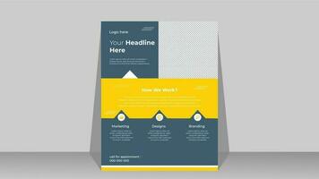 Minimal business flyer design template . For marketing, advertising, annual report, book cover, education Pro Vector .