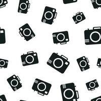 Camera seamless pattern background. Business flat vector illustration. Photocamera symbol pattern.