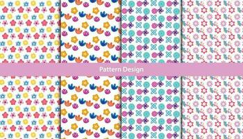 Cute flower pattern design set . Pro vector .