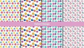 Cute flower pattern design set . Pro vector .